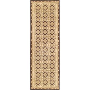 Denver Hand-Knotted Lamb's Wool Area Rug- 6' 6" x 20' 9" In Brown and Beige