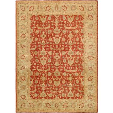 Denver Hand-Knotted Lamb's Wool Area Rug- 8'10" x 11'11" In Green and Rust