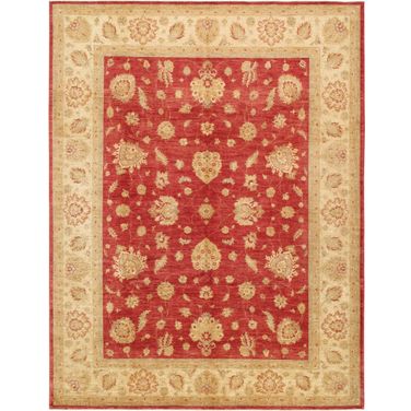 Denver Hand-Knotted Lamb's Wool Area Rug- 8'10" x 11' 8" In Rust and Beige