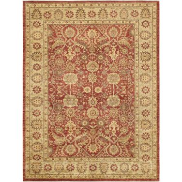 Denver Hand-Knotted Lamb's Wool Area Rug- 9' 1" x 12' In Rust and Beige