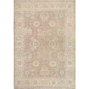 Denver Hand-Knotted Wool Area Rug- 7'11" x 10' In Grey and Beige