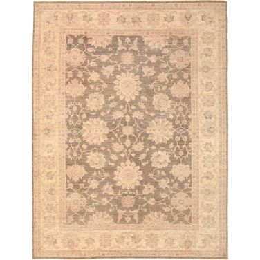 Denver Hand-Knotted Wool Area Rug- 8' 9" x 11' 7" In Grey and Beige