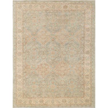 Denver Hand-Knotted Wool Area Rug- 9' x 12' In Grey and Beige