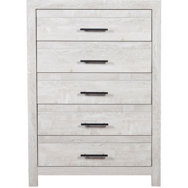 Denver Modern Style 5-Drawer Chest Made With Wood In Gray