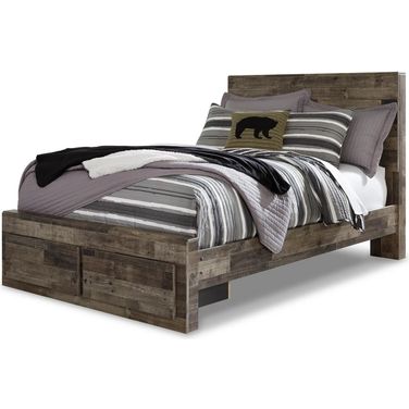 Derekson Full Panel Bed with 2 Storage Drawers In Multi Gray