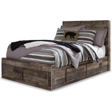 Derekson Full Panel Bed with 6 Storage Drawers In Multi Gray