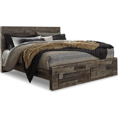 Derekson Gray King Storage Panel Bed