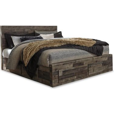 Derekson King Panel Bed with 4 Storage Drawers In Multi Gray