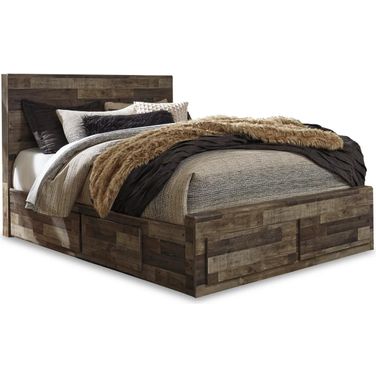 Derekson Queen Panel Bed with 6 Storage Drawers In Multi Gray