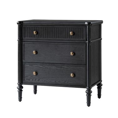 Derk 3-Drawer Nightstand In Black