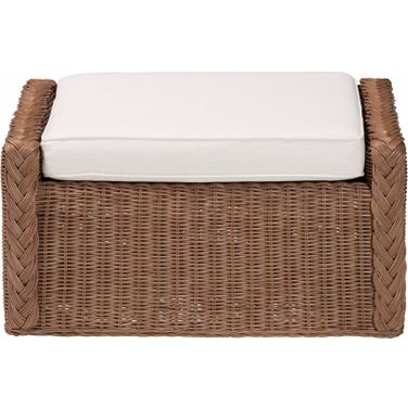 Derris Braided Rattan Footstool In Peanut Brown