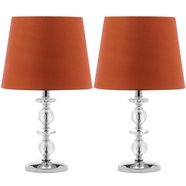 Derry 15-Inch H Stacked Crystal Dark Grey Lamp in Clear Set of 2