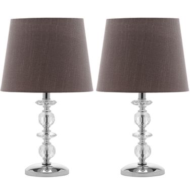 Derry Light Grey 15 Inch Stacked Crystal Orb Lamp Set of 2