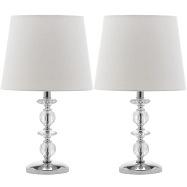 Derry Off-White 15 Inch Stacked Crystal Orb Lamp Set of 2