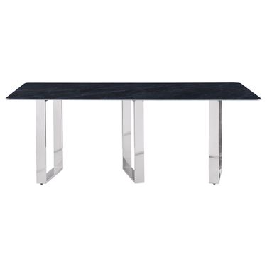 Desden 79 Inch Rectangular Sintered Stone Dining Table In Grey