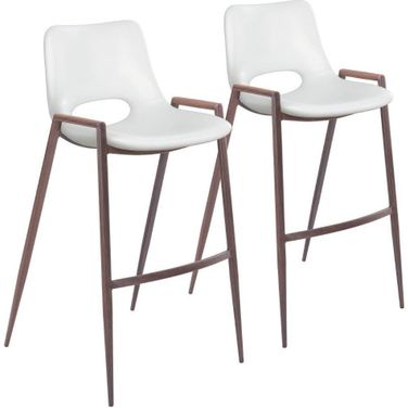 Desi Barstool Set of 2 In White and Walnut