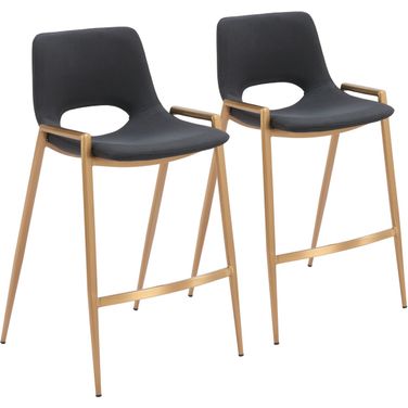 Desi Counter Stool Set of 2 In Black and Gold