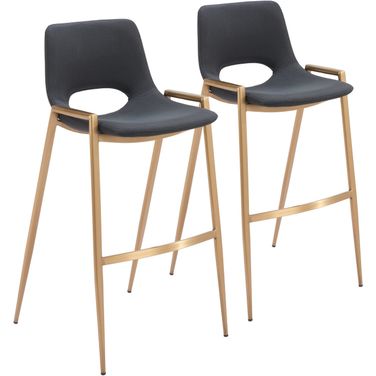 Desi Barstool Set of 2 In Black and Gold