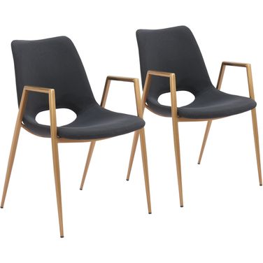 Desi Dining Chair Set of 2 In Black and Gold