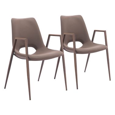 Desi Dining Chair Set of 2 In Brown and Walnut