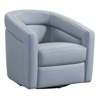 Desi Contemporary Swivel Accent Chair In Dove Gray Genuine Leather