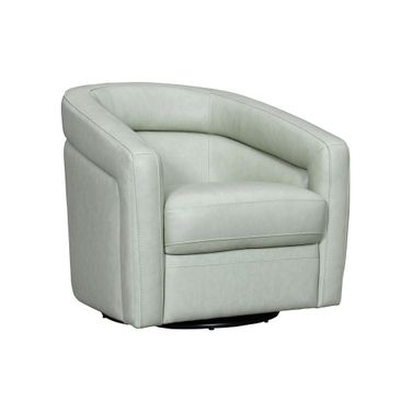 Desi Leather Swivel Accent Chair In Mint