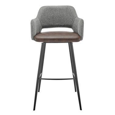 Desi Swivel Barstool In Heathered Gray and Dark Brown