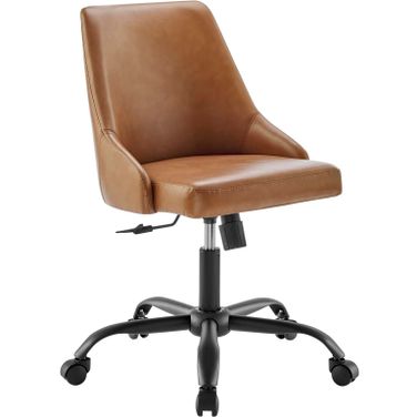 Designate Swivel Vegan Leather Office Chair EEI-4372-BLK-TAN