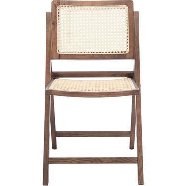 Desiree Cane Folding Dining Chair Set of 2 In Natural Walnut