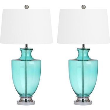 Desiree Green Glass 30 Inch Table Lamp Set of 2