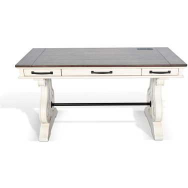 Desk with Power Strip In White