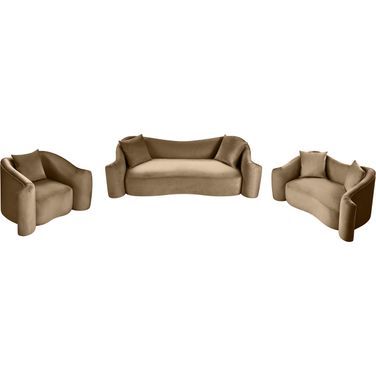 Destin Living Room Set In Beige Velvet