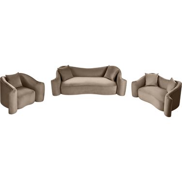 Destin Velvet Living Room Sets In Taupe
