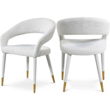 Destiny Boucle Fabric Dining Chair In Cream