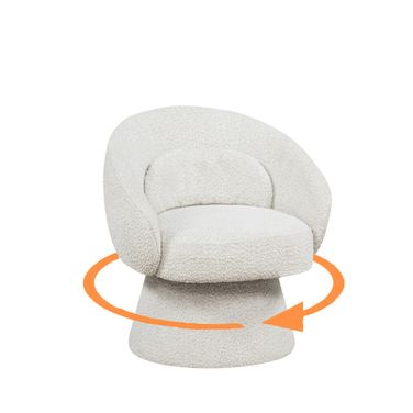 Destiny Boucle Swivel Accent Chair with Lumbar Pillow In Cream