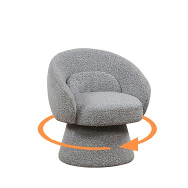 Destiny Boucle Swivel Accent Chair with Lumbar Pillow In Rich Gray