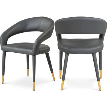 Destiny Vegan Leather Dining Chair In Grey