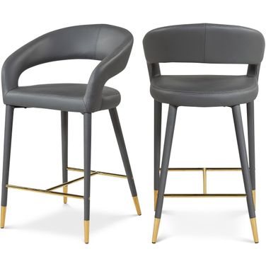 Destiny Vegan Leather Stool In Grey