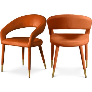 Destiny Velvet Dining Chair In Cognac