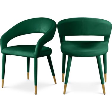 Destiny Velvet Dining Chair In Green