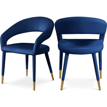 Destiny Velvet Dining Chair In Navy