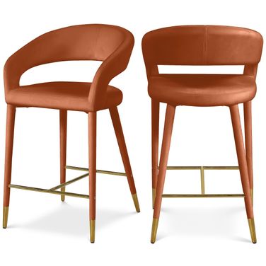 Destiny Velvet Stool In Cognac
