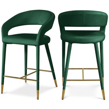 Destiny Velvet Stool In Green