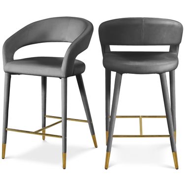 Destiny Velvet Stool In Grey