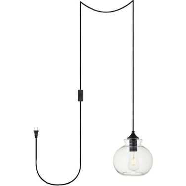 Destry 1 Light Black Plug-In Pendant With Clear Glass LDPG2245BK