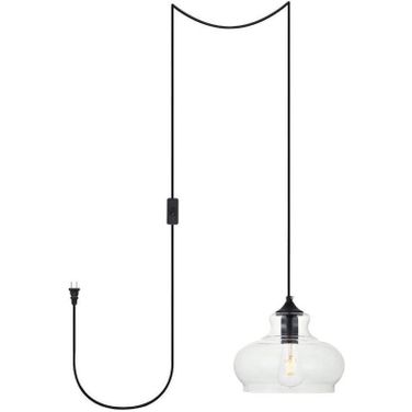 Destry 1 Light Black Plug-In Pendant With Clear Glass LDPG2246BK