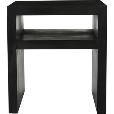 Dev Mitered Angle End Table with Storage Shelf In Black