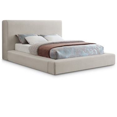 Devin Linen Textured Fabric Full Bed In Beige