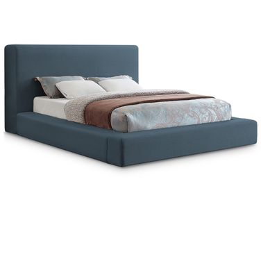 Devin Linen Textured Fabric Full Bed In Navy
