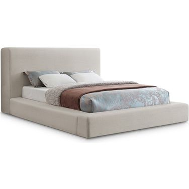 Devin Linen Textured Fabric King Bed In Beige